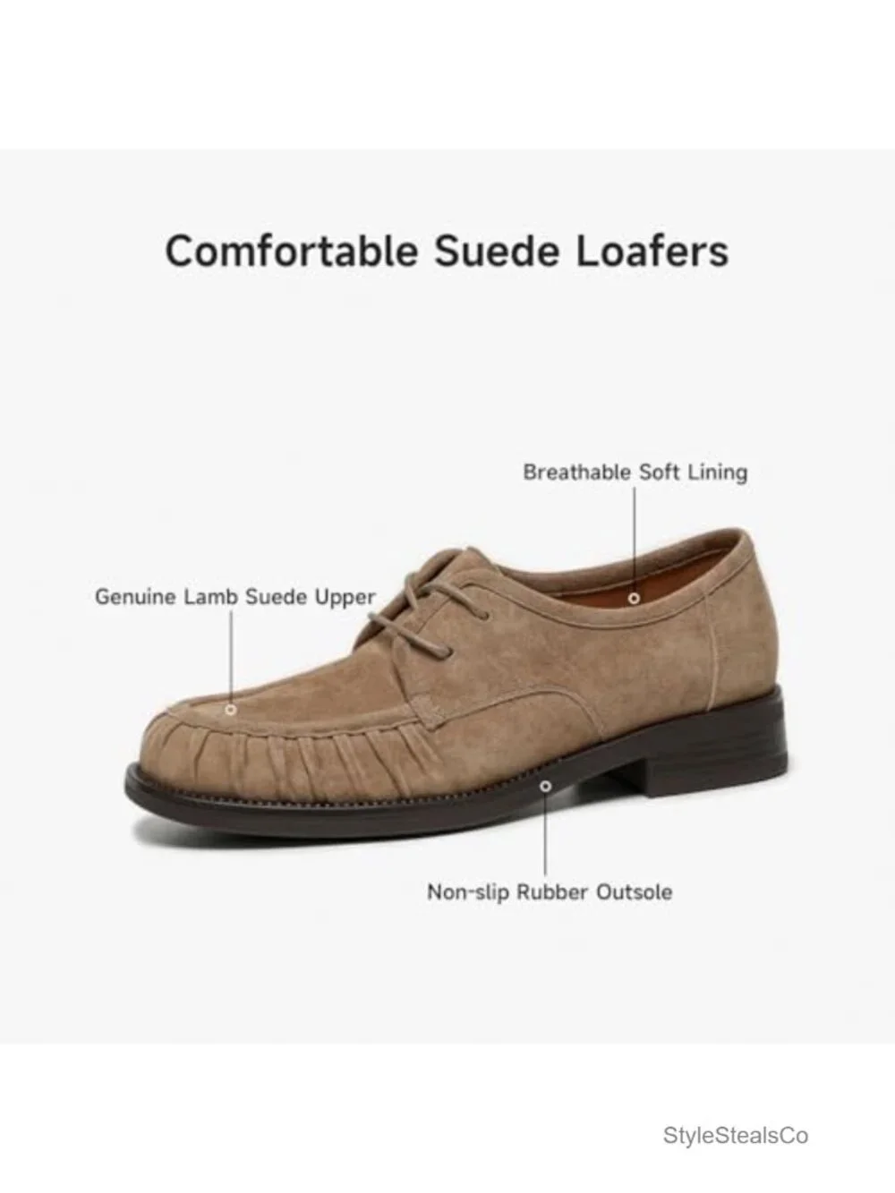 Lambskin Suede Lace Up Loafers Women Casual Office Shoes